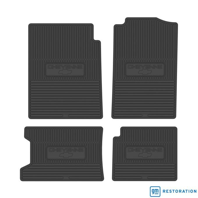 Legendary Auto Interiors 96-98 Chevrolet Truck Extended Cab w/ 3rd Door Vinyl Floormats w/ Cheyenne Logo (4pc) - Black FMTR0006006001