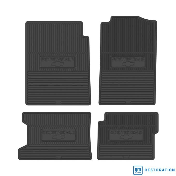 Legendary Auto Interiors 88-98 Chevrolet Truck Extended Cab Vinyl Floormats w/ Scottsdale Logo (4pc) - Black FMTR0005002001