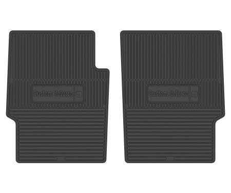 Legendary Auto Interiors 73-74 Chevrolet Truck Vinyl Floormats w/ Custom Deluxe Logo (2pc) - Black FMTR0003004001