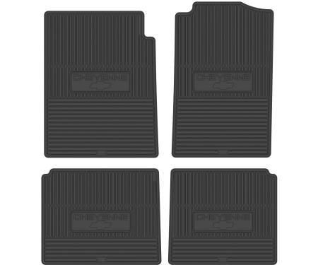 Legendary Auto Interiors 92-98 Chevrolet Truck 3500 Crew Cab Vinyl Floormats w/ Cheyenne Logo (4pc) - Black FMTR0007006001