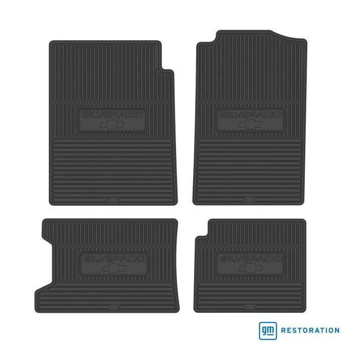 Legendary Auto Interiors 96-00 Chevrolet Truck Extended Cab w/ 3rd Door Vinyl Floormats w/ Silverado Logo (4pc) - Black FMTR0006003001