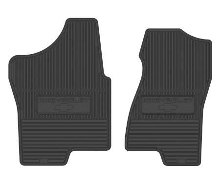 Legendary Auto Interiors 99-06 Chevrolet Truck Vinyl Floormats w/ Chevrolet Bowtie Logo (2pc) - Black FMTR0008001001