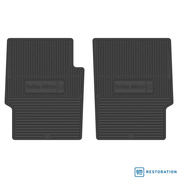 Legendary Auto Interiors 73-74 Chevrolet Truck Vinyl Floormats w/ Custom Deluxe Logo (2pc) - Black FMTR0003004001