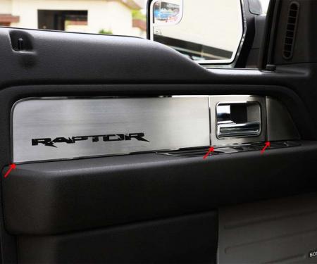 American Car Craft 2010-2014 Ford F-150 Door Panel Inserts Satin 6pc Fronts Only w/Raptor 771029
