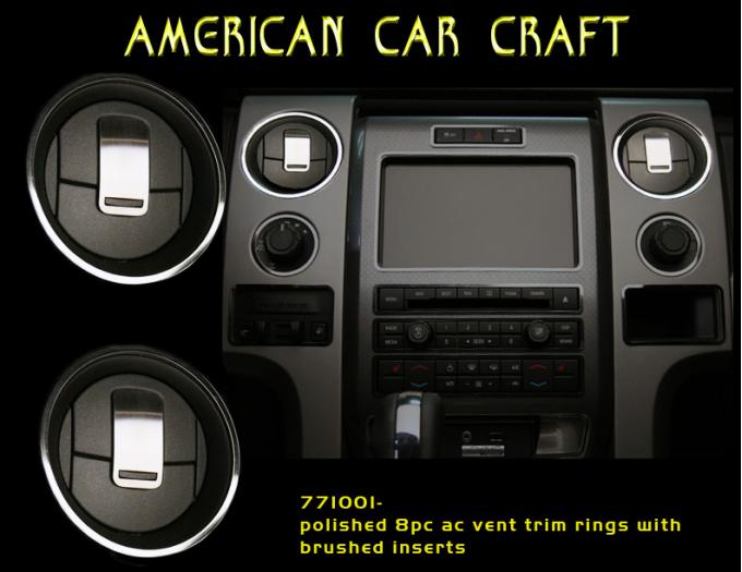 American Car Craft 2010-2014 Ford F-150 A/C Vent Trim Rings Front Polished/Satin 8pc 771001