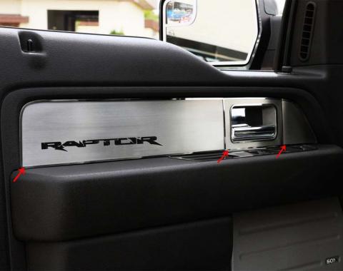 American Car Craft 2010-2014 Ford F-150 Door Panel Inserts Satin 6pc Fronts Only w/Raptor 771029