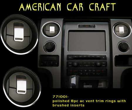 American Car Craft 2010-2014 Ford F-150 A/C Vent Trim Rings Front Polished/Satin 8pc 771001