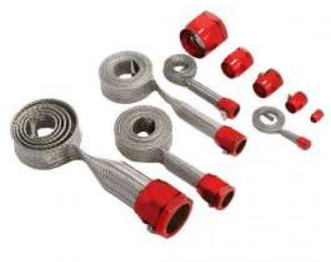 Chevy & GMC Truck Universal Hose Cover Kit, Stainless Steel With Red Clamps