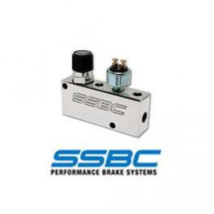 Chevy Truck Proportioning Valve, SSBC, Adjustable, With Brake Light Switch, Polished