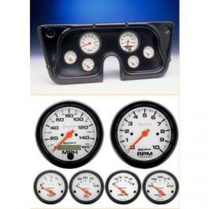 Chevy Truck Instrument Cluster, Black ABS, With Ultra-Lite Autometer Gauges, 1964-1966