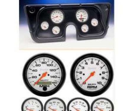 Chevy Truck Instrument Cluster, Black ABS, With Ultra-Lite Autometer Gauges, 1964-1966