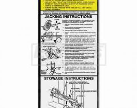 Chevy Or GMC Jacking Instructions Decal, S-10 & S-15, Including Blazer & Jimmy, 1982-1986