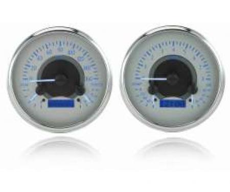 Chevy Truck Analog Dash Gauges, Dakota Digital, Silver With Blue Display, 1947-1953