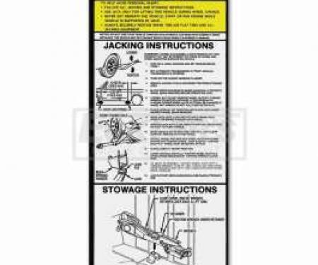 Chevy Or GMC Jacking Instructions Decal, S-10 & S-15, Including Blazer & Jimmy, 1982-1986