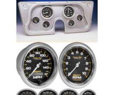 Chevy Truck Instrument Cluster, Brushed Aluminum, With Carbon Fiber Autometer Gauges, 1967-1972