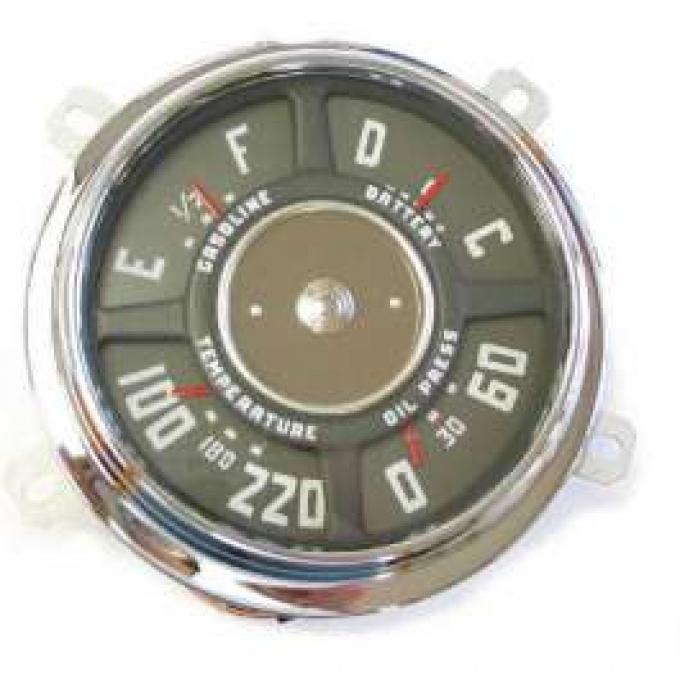 Chevy Truck Dash Gauge Cluster, 6-Cylinder, 6 Volt, With 212? Temperature Gauge, 1950-1953