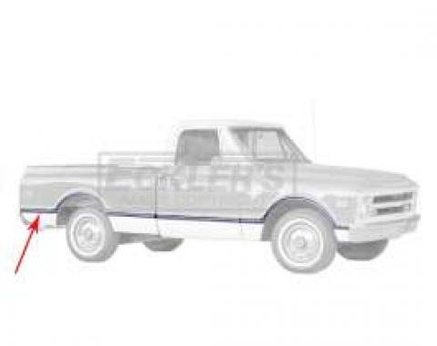 Chevy Or GMC Truck, Bedside Rear Molding, Fleetside, Shortbed, Right, 1967-1968
