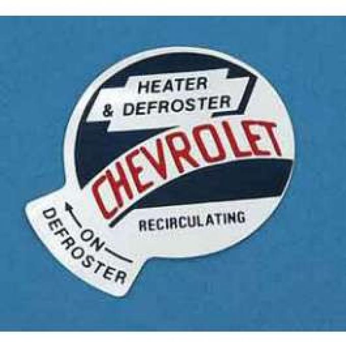 Chevy Truck Recirculating Heater & Defrost Decal, 1955-1959