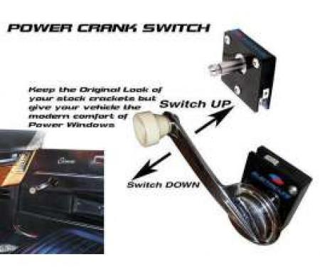 Chevy Truck Power Window Switch, Crank Handle, 2-1/8 Deep Shaft