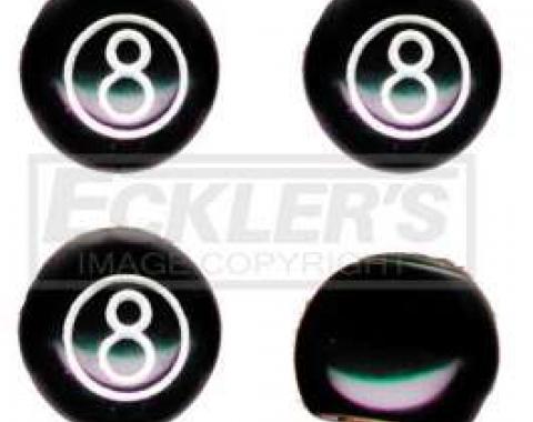 Chevy Or GMC Truck Valve Stem Caps, 8 Ball, Black, 1947-1987