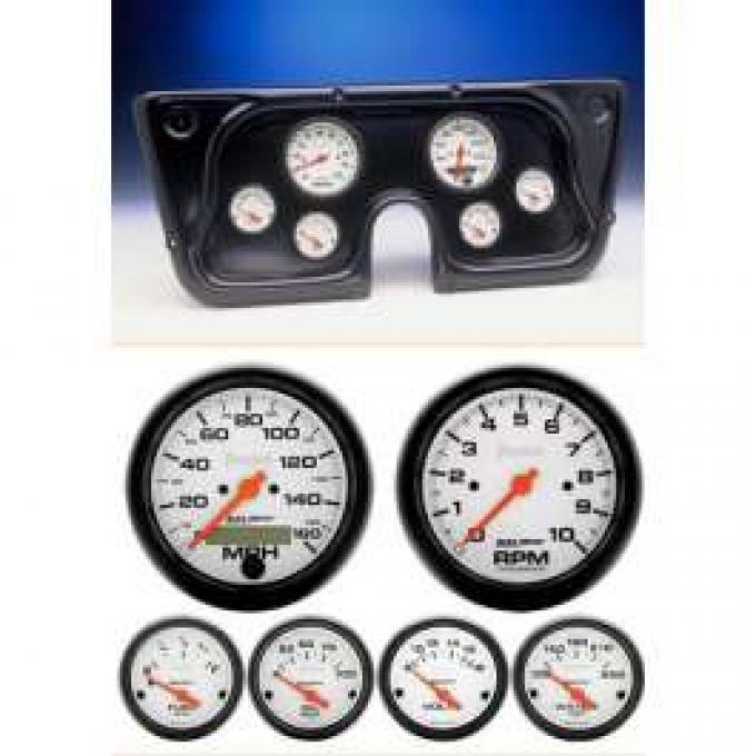 Chevy Truck Instrument Cluster, Black ABS, With Phantom Autometer Gauges, 1967-1972