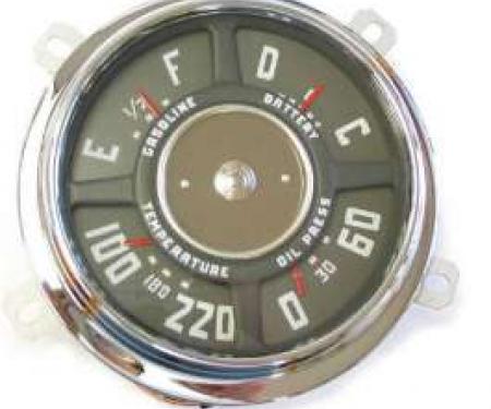 Chevy Truck Dash Gauge Cluster, 6-Cylinder, 6 Volt, With 220? Temperature Gauge, 1950-1953