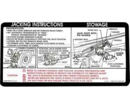 Chevy Or GMC Jacking Instructions Decal, 1973