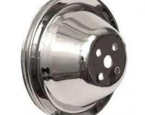 Chevy Truck Short Water Pump Pulley, Single Groove, Chrome,1955-1972