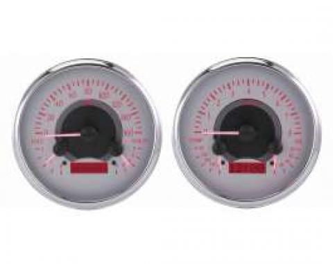 Chevy Truck Analog Dash Gauges, Dakota Digital, Silver With Red Display, 1947-1953