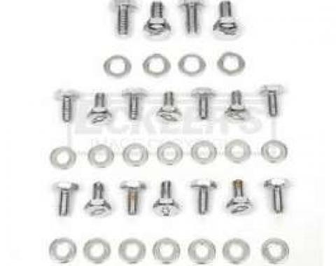 Chevy And GMC Truck Bowtie Valve Cover Bolts, Big Block, Chrome, For Cars With Steel Valve Covers, 1965-1987