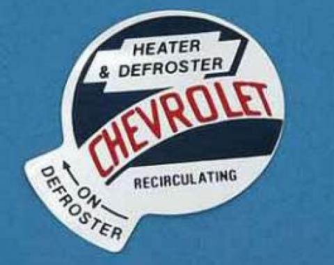 Chevy Truck Recirculating Heater & Defrost Decal, 1955-1959