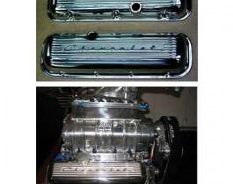 Chevy Truck Aluminum Valve Covers, Polished, With Chevrolet Script, Big Block, 1955-1972