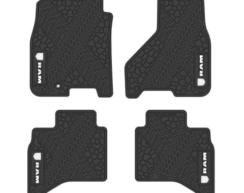 FlexTread 09-11 RAM 1500 Quad Cab Floor Mats (4pc) w/ RAM Head & Text Logo NGTT09010