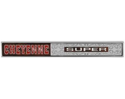 AMD Glove Box Door Emblem, CHEYENNE SUPER, 72 Chevy CK Pickup Truck T-9740