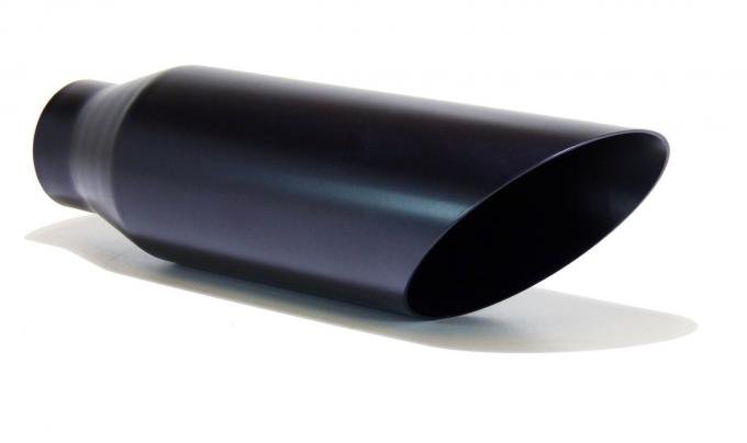 Exhaust Tip, Inside Diameter 2.25in, Outside Diameter 3.5in, Length 12in, Black Stainless Steel