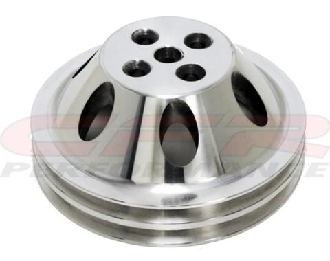 CFR Performance Chevy Small Block Aluminum Polished Water Pump Pulley - 2 Groove (Short) HZ-9479-POL