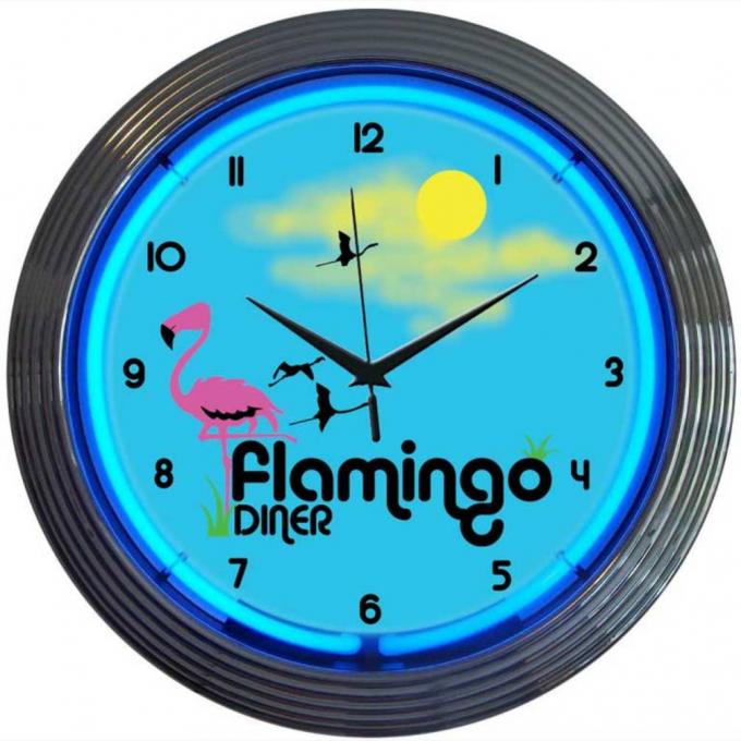 Neonetics Neon Clocks, Flamingo Diner Neon Clock