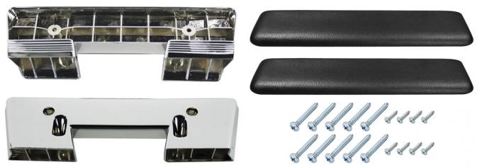 RestoParts Armrest Base/Pad Kit, Front, 1965-67 A-Body, Black AK15BK