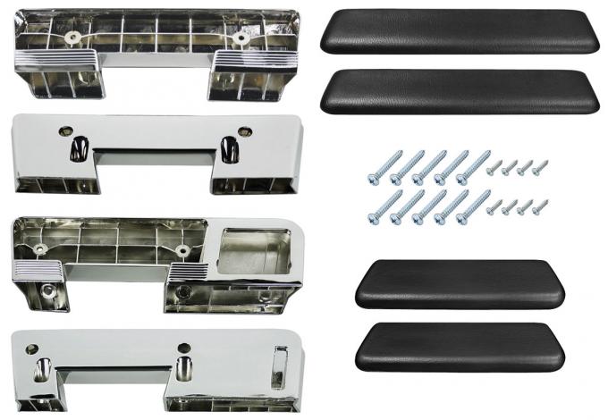RestoParts Armrest Kit, Front/Rear, 1965-67 A-Body, Black AK17BK
