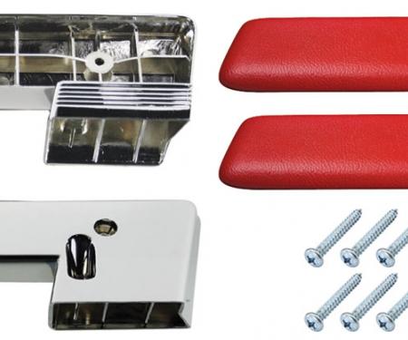 RestoParts Armrest Base/Pad Kit, Front, 1965-67 A-Body, Red AK15RDGT