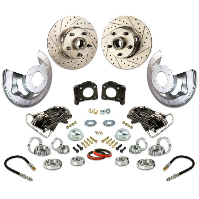 Right Stuff 64-73 Ford Mustang, Front At-Wheel Disc Conv. Blk Show'n Go Requires V8 Spindles ZWK6405S