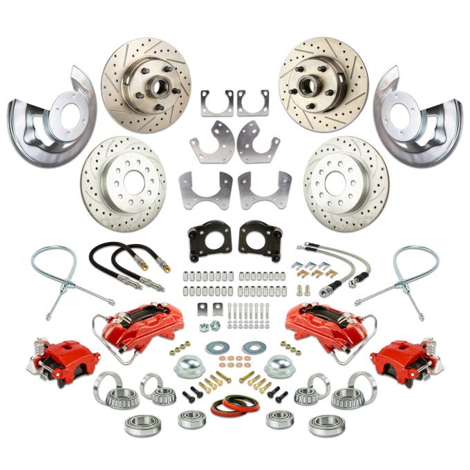 Right Stuff 64-73 Ford Mustang 4Wheel At Wheel Disc Conv Red Show'n Go, Large 9" Requires V8 ZWK6445Z