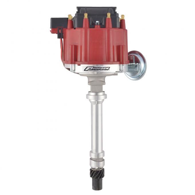Proform HEI Distributor, Racing Type w/Vac-Adv, Red Cap, Polished, For Chevy V8 Engines 66941R