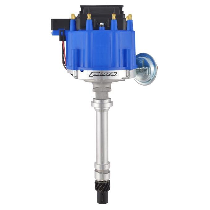 Proform HEI Distributor, Racing Type w/Vac-Adv, Blue Cap, Polished, For Chevy V8 Engines 66941B
