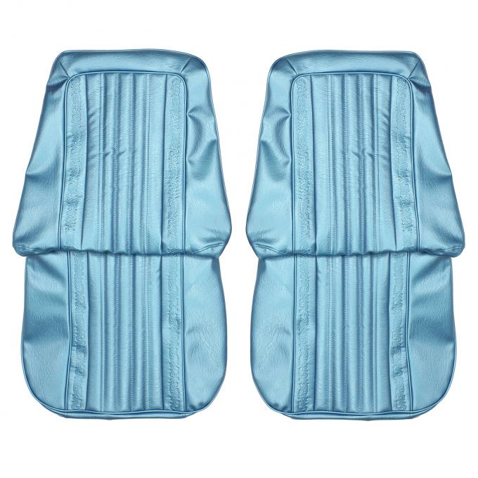 PUI Interiors 1971-1972 Blazer Bright Blue Vinyl Open Backed Front Bucket Seat Covers 71TS14U
