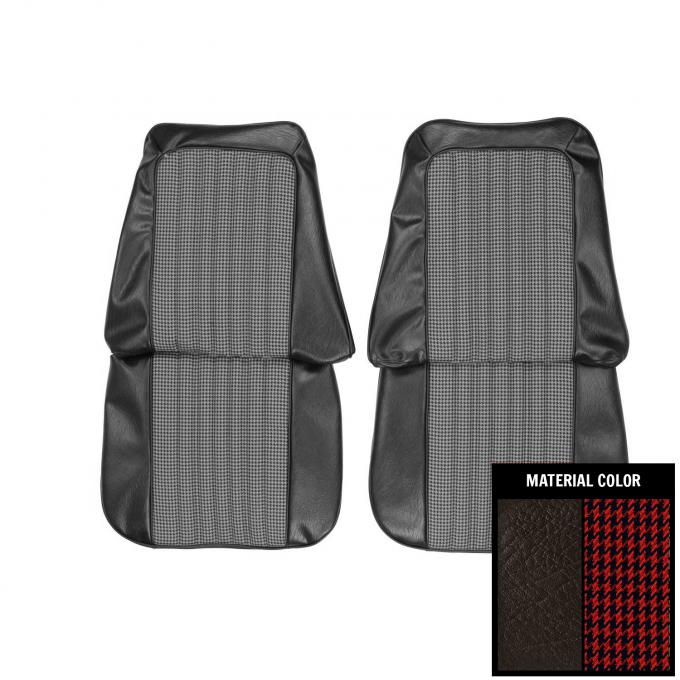PUI Interiors 1971-1972 Chevrolet Truck Black/Red Houndstooth Front Bucket Seat Covers 71TSD1030U