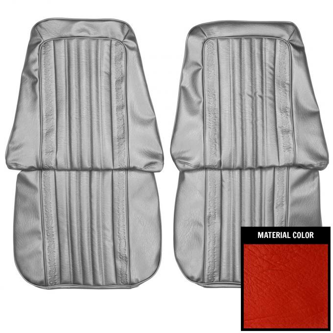 PUI Interiors 1971-1972 Chevrolet Bright Red Vinyl Open Backed Front Bucket Seat Covers 71TS32U