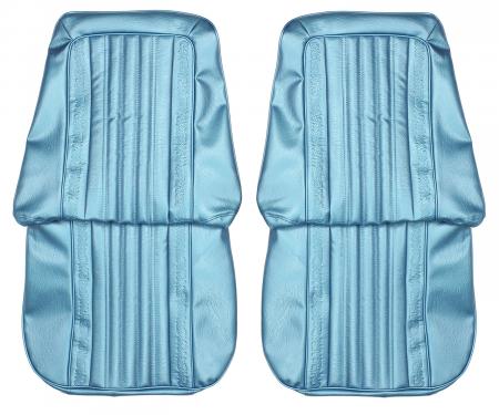 PUI Interiors 1971-1972 Blazer Bright Blue Vinyl Open Backed Front Bucket Seat Covers 71TS14U