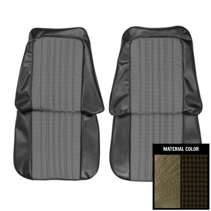 PUI Interiors 1971-1972 Chevrolet Truck Green Houndstooth Front Bucket Seat Covers 71TSD24U