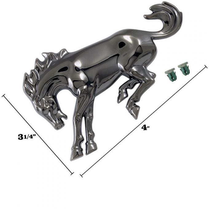 Dennis Carpenter Emblem - Bronco Horse - Mounting Stud & Clip Type - Black Chrome - 1966-88 Ford Bronco, 2021-22 Ford Bronco E0TZ-16228-BC